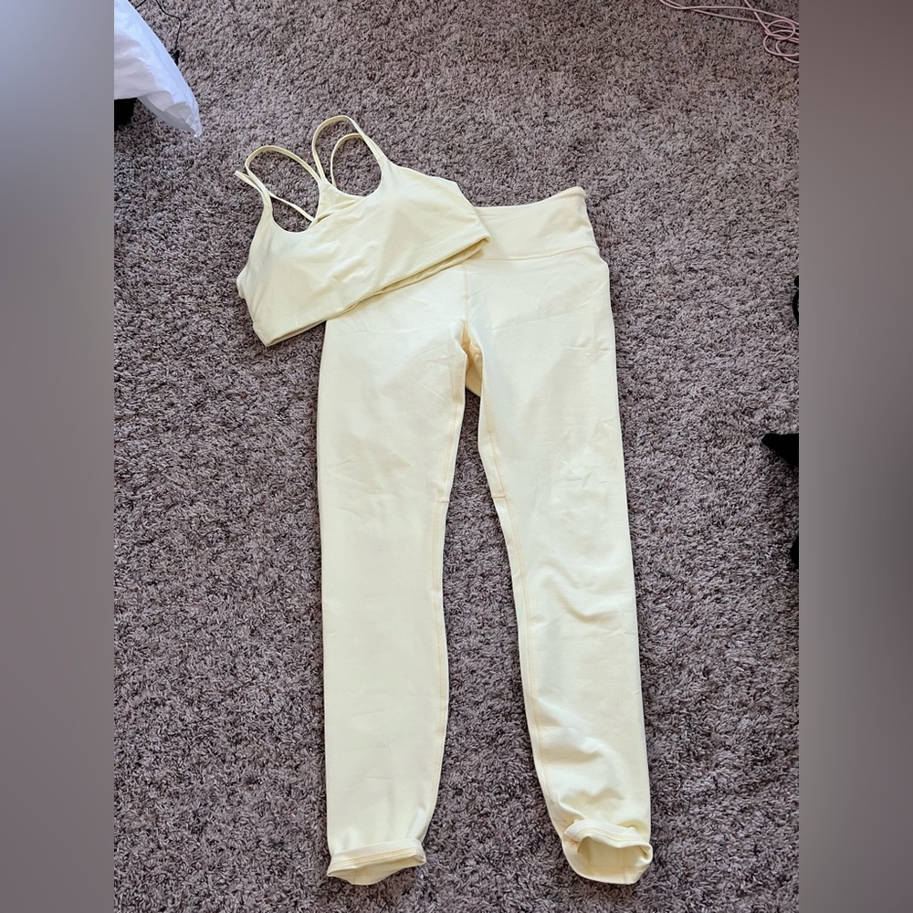 Fabletics Light Yellow Leggings and Top Set